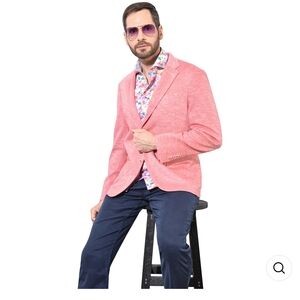 7 Downie St. Stylish Men's Coral Knit Blazer